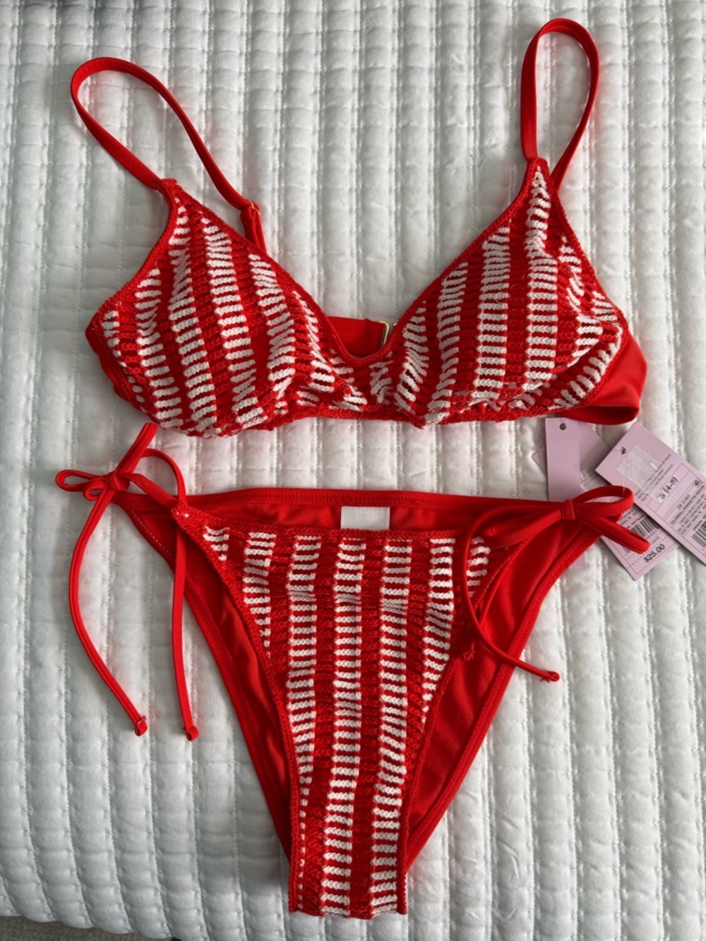 Women's Striped Crochet Bikini Set 
- Wild Fable™ Orange/White S Top and Bottom